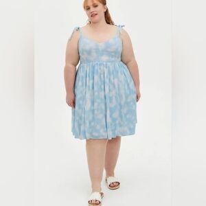 Cloud Print Tie-Strap Dress